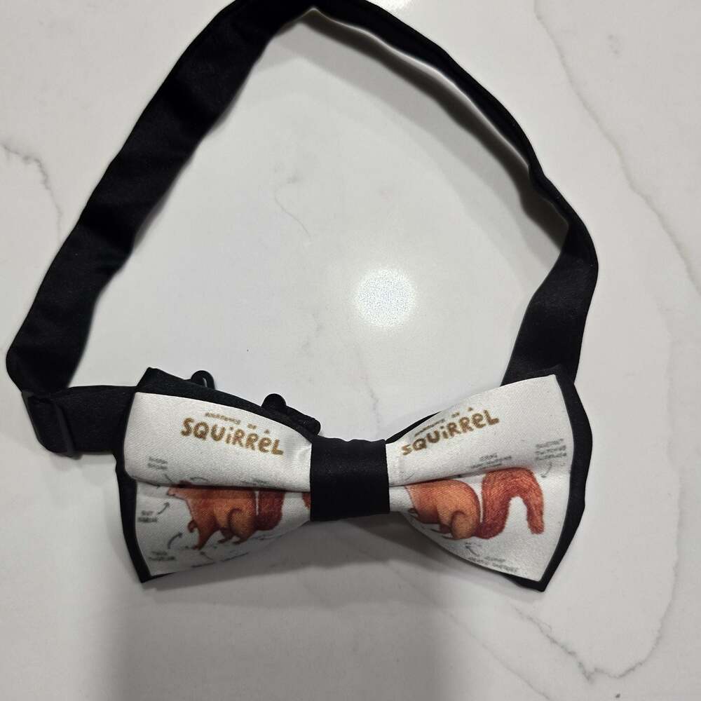 Anatomy of a Squirrel Print Pre-Tied Adjustable Bow Tie